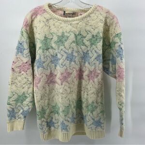 Diane Von Furstenberg‎ Vintage Star Pattern Knit Sweater Pastel Colors